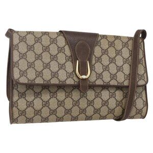 GUCCI GG Supreme Shoulder Bag PVC Beige Gold 904 02 050 Auth 149956